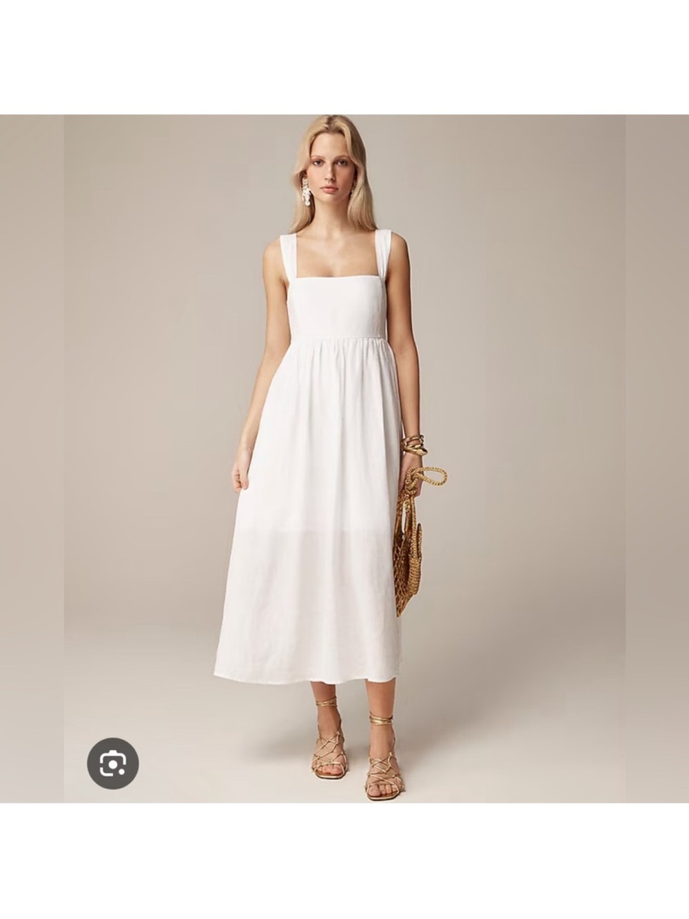 J.Crew -J.Crew - White Sleeveless Midi Dress - Elegant Summer Style